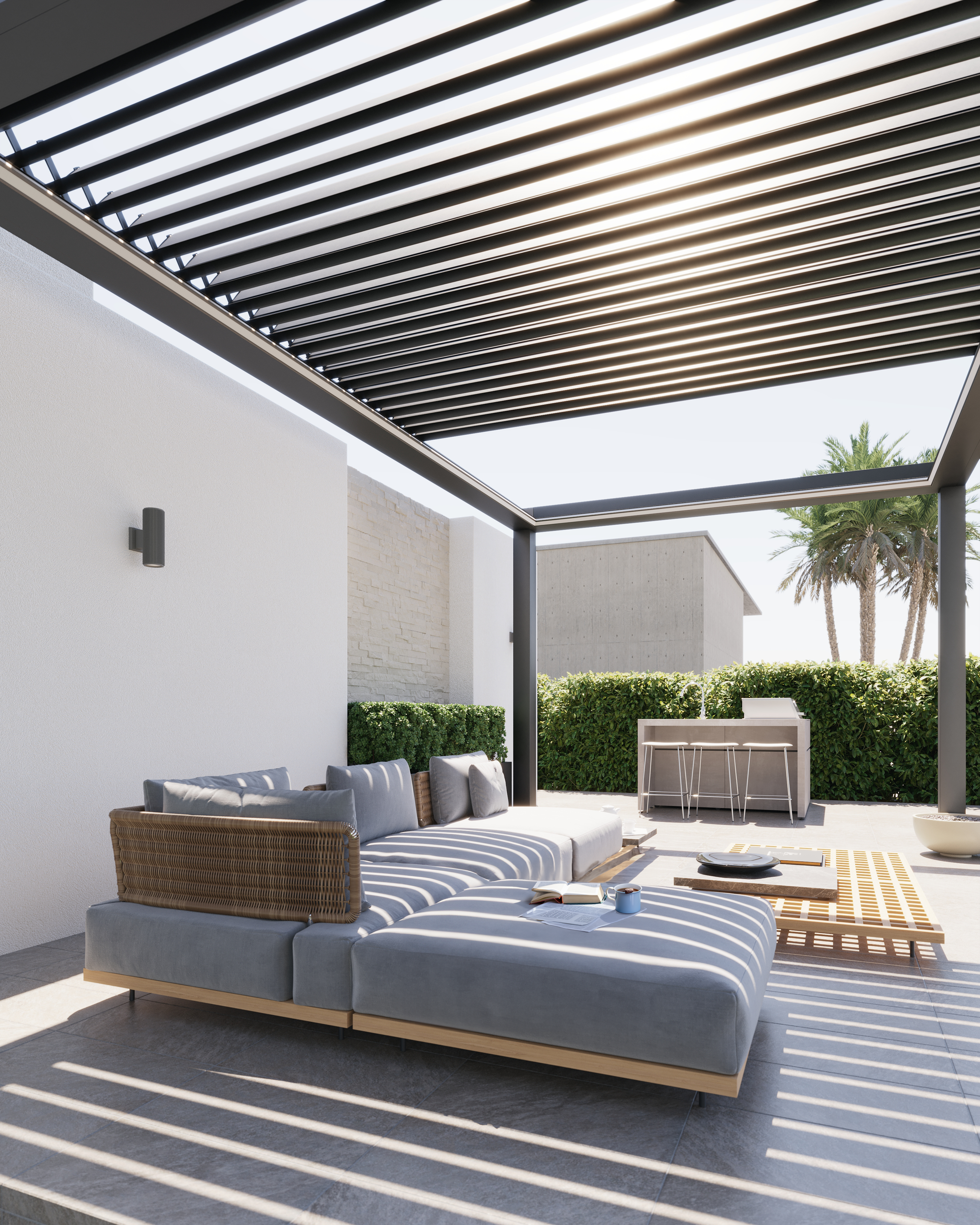 Pergola bioclimática retráctil Albert Genau en Madrid instalada por Ceinex